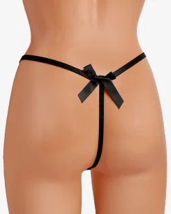 Royalfashion Czarne majtki damskie stringi