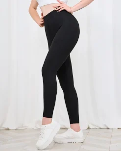 Royalfashion Czarne ocieplane damskie legginsy
