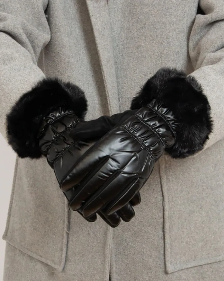 Royalfashion Czarne rękawiczki damskie