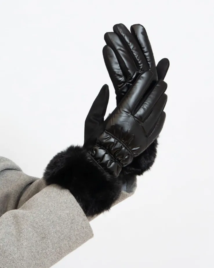 Royalfashion Czarne rękawiczki damskie