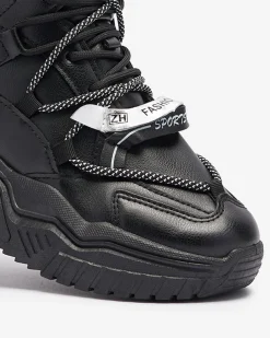 Royalfashion Czarne sneakersy z ociepleniem Pommie