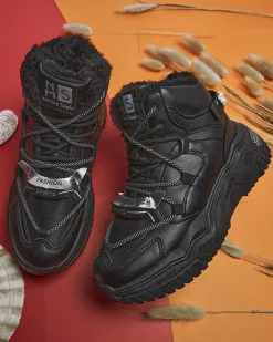 Royalfashion Czarne sneakersy z ociepleniem Pommie