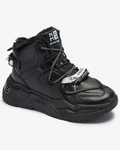 Royalfashion Czarne sneakersy z ociepleniem Pommie