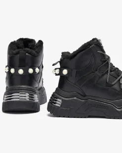 Royalfashion Czarne sneakersy z ociepleniem Pommie