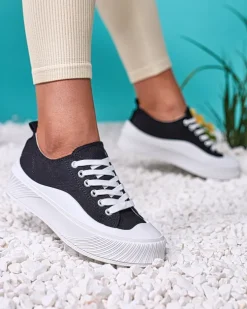 Royalfashion Czarne sportowe trampki na platformie Luceri