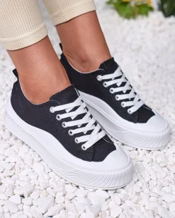 Royalfashion Czarne sportowe trampki na platformie Luceri