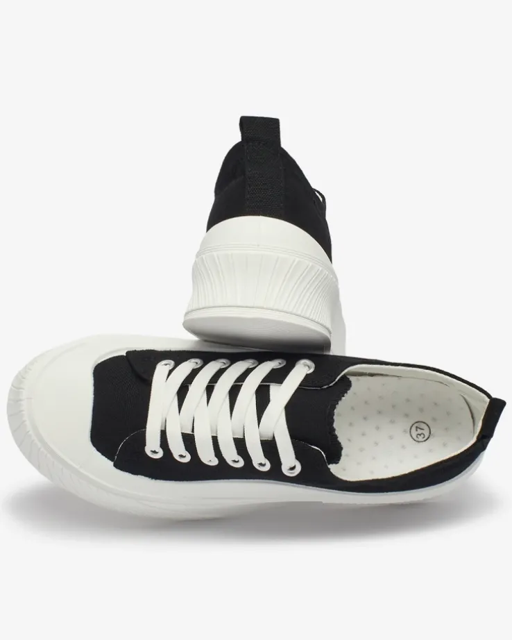 Royalfashion Czarne sportowe trampki na platformie Luceri