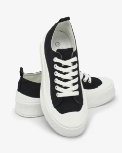 Royalfashion Czarne sportowe trampki na platformie Luceri