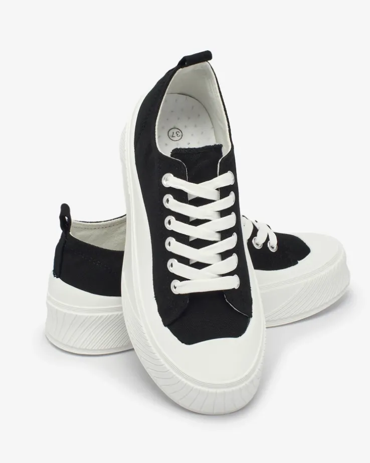 Royalfashion Czarne sportowe trampki na platformie Luceri