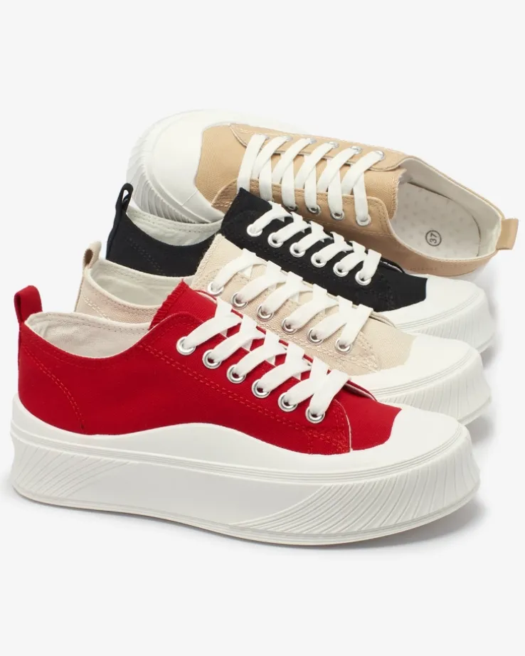 Royalfashion Czarne sportowe trampki na platformie Luceri