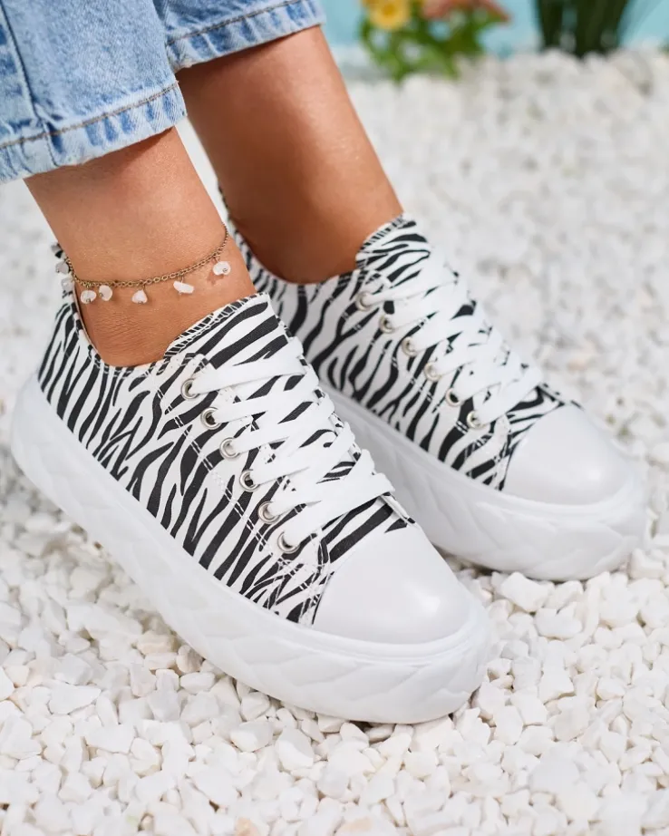 Royalfashion Czarno-białe damskie trampki na platformie Atredika