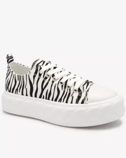 Royalfashion Czarno-białe damskie trampki na platformie Atredika