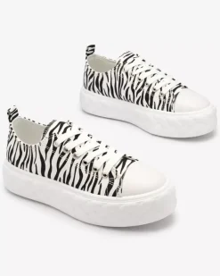 Royalfashion Czarno-białe damskie trampki na platformie Atredika