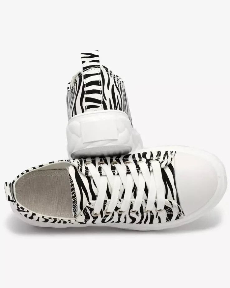 Royalfashion Czarno-białe damskie trampki na platformie Atredika