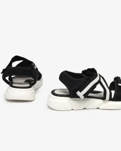 Royalfashion Czarno-białe dziecięce sandałki zapinane na rzepy Modis