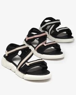 Royalfashion Czarno-białe dziecięce sandałki zapinane na rzepy Modis