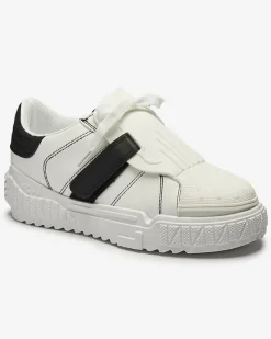 Royalfashion Czarno-białe damskie buty sportowe z gumowymi wstawkami Inika