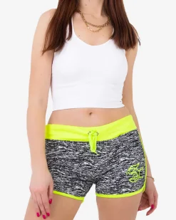 Royalfashion Czarno-żółte damskie sportowe krótkie spodenki