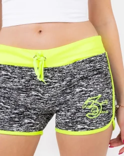 Royalfashion Czarno-żółte damskie sportowe krótkie spodenki