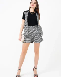 Royalfashion Czarny damski garnitur w kratkę