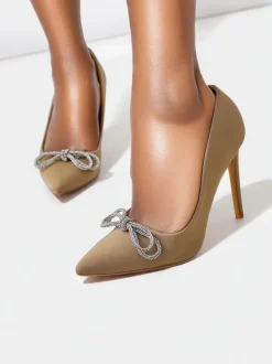 Royalfashion Czółenka damskie a'la satynowe z kokardką Hefion