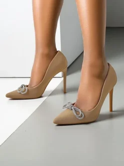 Royalfashion Czółenka damskie a'la satynowe z kokardką Hefion