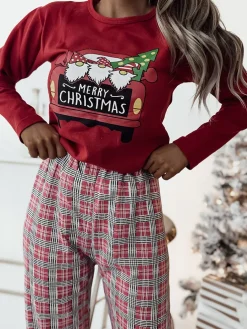 Royalfashion Czerwona świąteczna damska 2-częściowa piżama