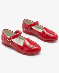 Royalfashion Czerwone balerinki dziewczęce z dżetami Praja