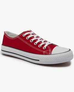 Royalfashion Czerwone damskie klasyczne sznurowane trampki Ogisa