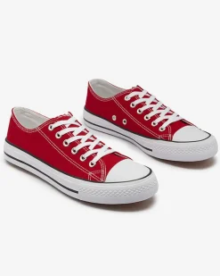 Royalfashion Czerwone damskie klasyczne sznurowane trampki Ogisa