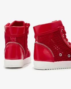 Royalfashion Czerwone dziewczęce wysokie tenisówki Borris
