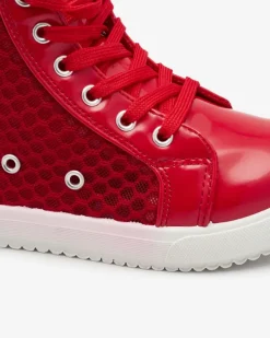 Royalfashion Czerwone dziewczęce wysokie tenisówki Borris