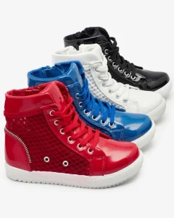 Royalfashion Czerwone dziewczęce wysokie tenisówki Borris