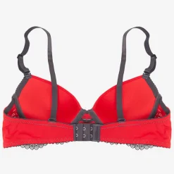 Royalfashion Czerwony damski biustonosz z dodatkiem koronki