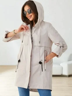 Royalfashion Damska długa kurtka typu wiatrówka