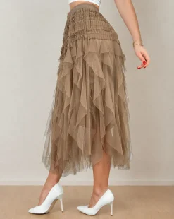 Royalfashion Damska dwuwarstwowa spódnica midi