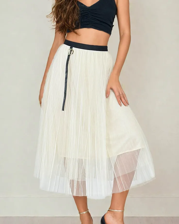 Royalfashion Damska dwuwarstwowa spódnica midi