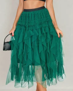 Royalfashion Damska dwuwarstwowa spódnica midi