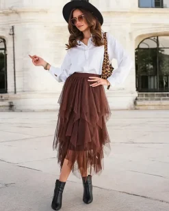 Royalfashion Damska dwuwarstwowa spódnica midi