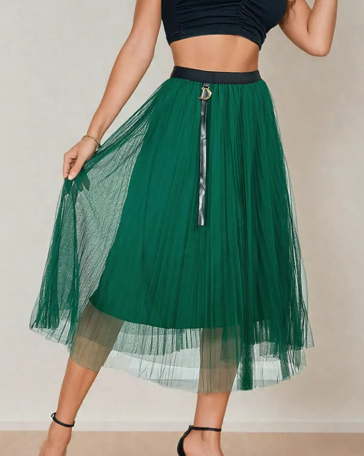 Royalfashion Damska dwuwarstwowa spódnica midi