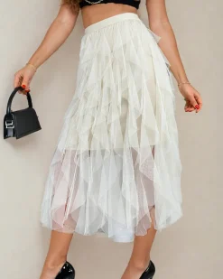 Royalfashion Damska dwuwarstwowa spódnica midi