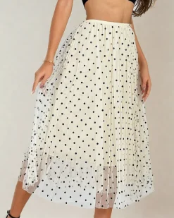 Royalfashion Damska dwuwarstwowa spódnica midi w kropki