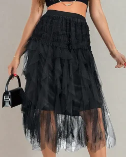 Royalfashion Damska dwuwarstwowa spódnica midi