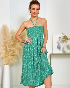 Royalfashion Damska sukienka midi w kwiaty