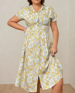 Royalfashion Damska sukienka midi w kwiaty