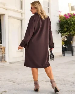 Royalfashion Damska sukienka tkaninowa z guzikami PLUS SIZE