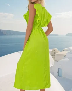 Royalfashion Damska sukienka midi z guzikami