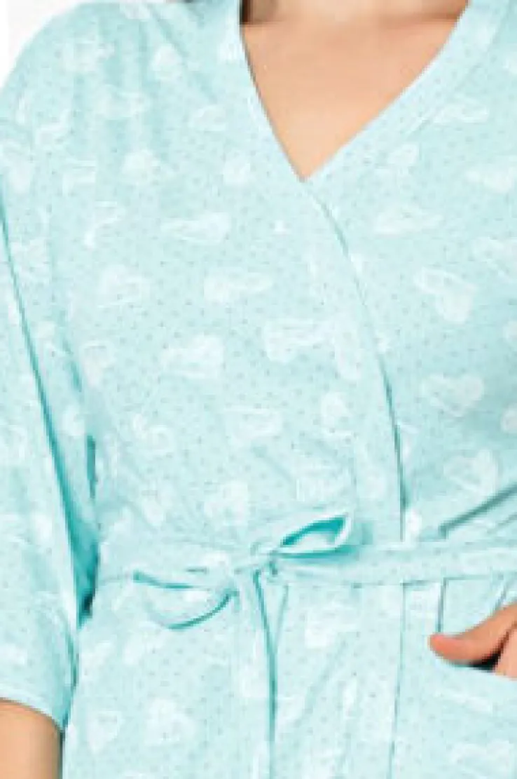 Royalfashion Damski bawełniany szlafrok w serduszka