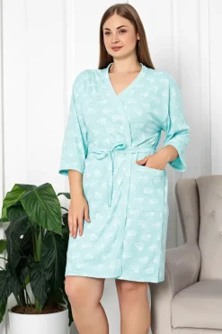 Royalfashion Damski bawełniany szlafrok w serduszka