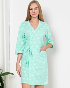 Royalfashion Damski bawełniany szlafrok w serduszka